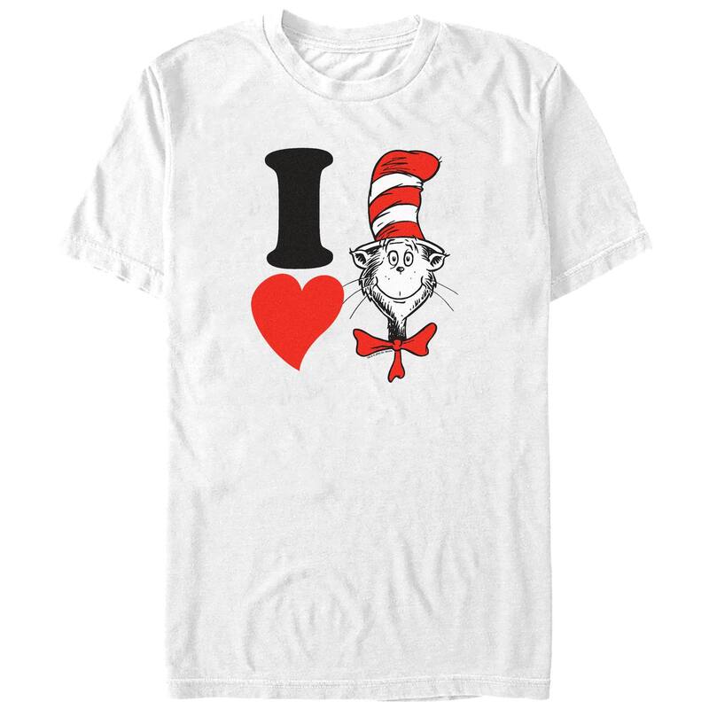 アニメ人となり メンズ トップス ティーシャツ トール グラフィック Licensed Character Big \u0026 Tall Dr. Seuss I Hearthe Cat In The Hat Graphic Tee White 白いこと メンズファッション-Tシャツ・カットソー-トップス