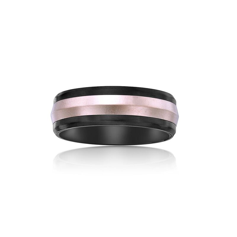 山猫 メンズ 添え物 輪っか ティーシャツ Men\u0027s LYNX Black \u0026 Rose Ion-Plated Stainlessteel Ring Two Tone 黒いこと