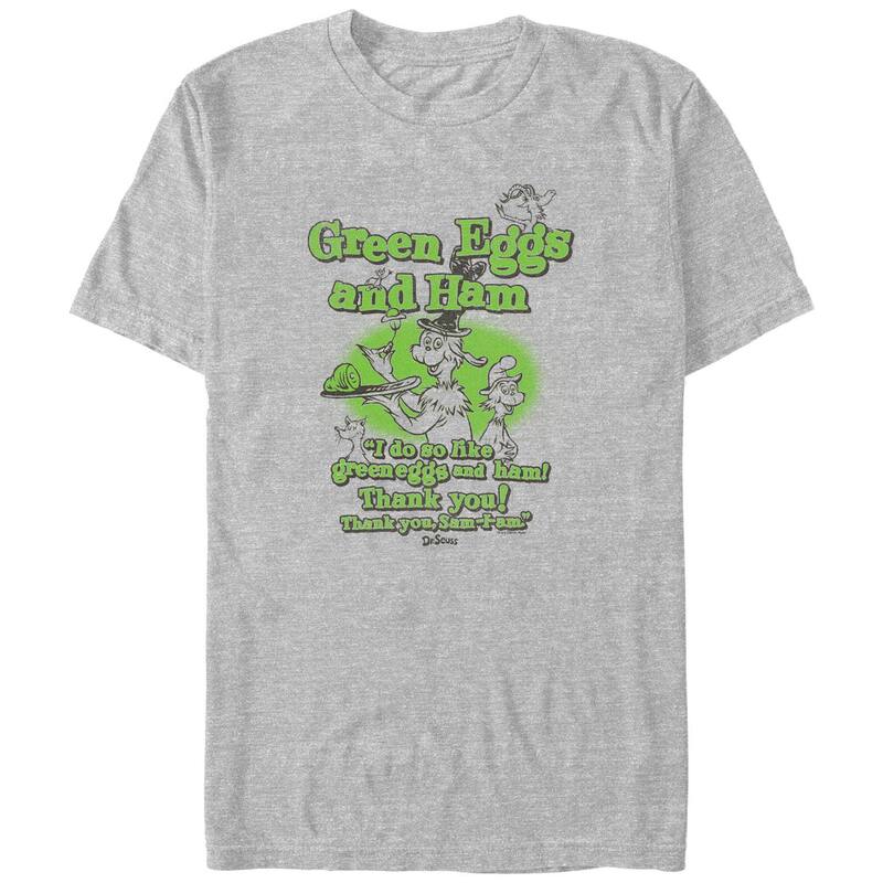 アニメキャラクター メンズ トップス Tシャツ トール グラフィック Licensed Character Big & Tall Dr. Seuss Green Eggs And Ham Sam I Am I Do So Like Green Eggs And Ham Graphic Tee Athletic Heather ヘザー｜ReVida 店