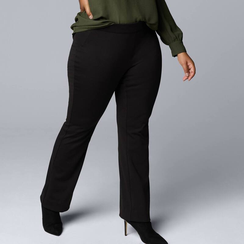 ヴェラウォン レディース ボトムス カジュアルパンツ ブーツカット プラスサイズ ブーツ Plusize Simply Vera Wang Mid Rise Pull On Ponte Bootcut Pants Black ブラック｜ReVida 店