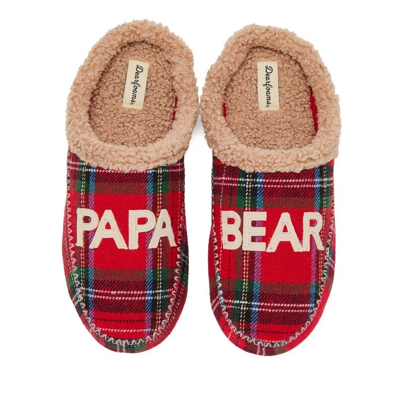 ディアフォームズ メンズ シューズ サンダル Dearfoams Papa Bear Men'slip-On Plaid Clog Slippers Black ブラック