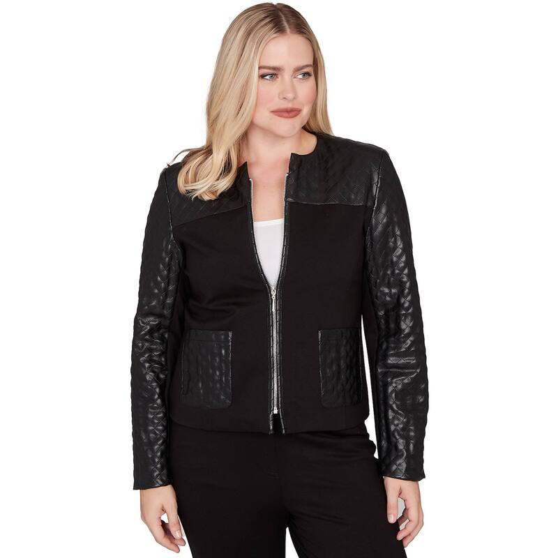 アルフレッド ダナー レディース アウター ジャケット・ブルゾン レザー フェイクレザー Women's Alfredunner Zip Front Stretch Faux Leather Ponte Jacket Black ブラック 17,266円