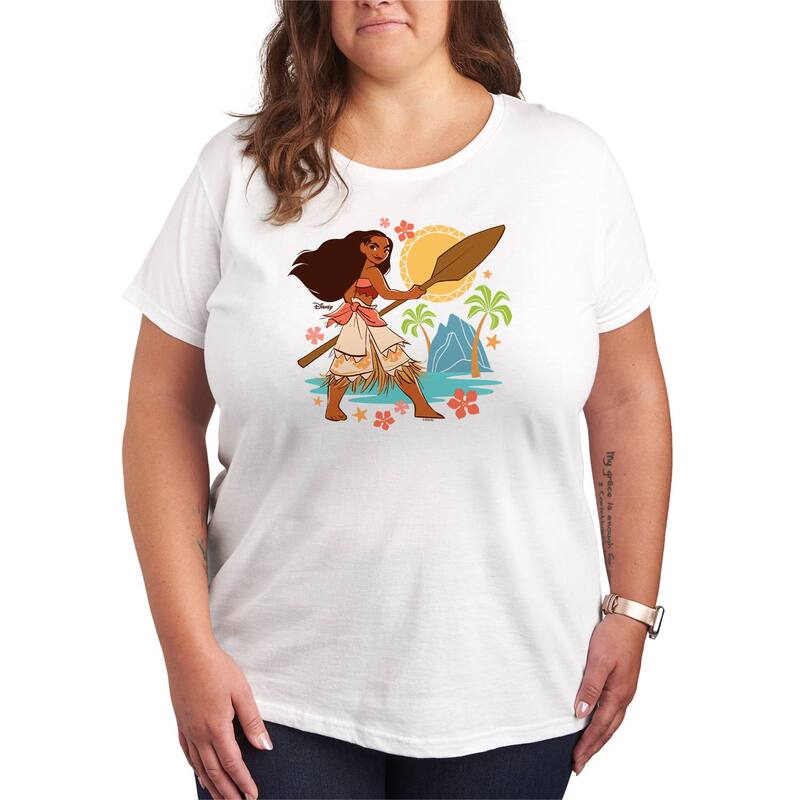 ディズニー レディース トップス Tシャツ プラスサイズ グラフィック Plusize Disney's Moana Beach Graphic Tee White ホワイト