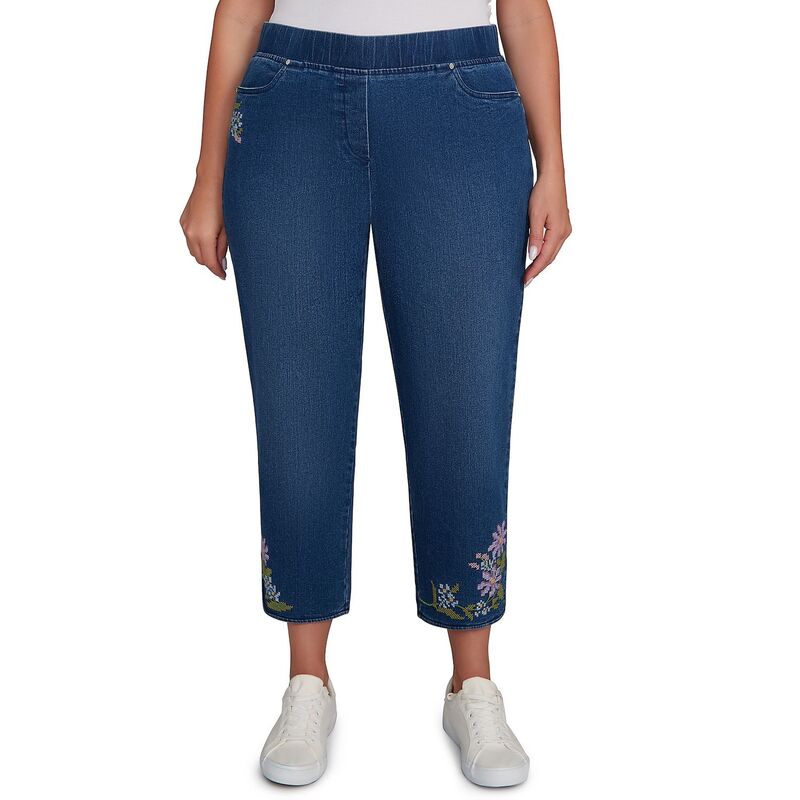 アルフレッド ダナー レディース ボトムス カジュアルパンツ プラスサイズ アンクル Plusize Alfredunner Crosstitch Flower Embroidery Ankle Pants Dark Indigo インディゴ
