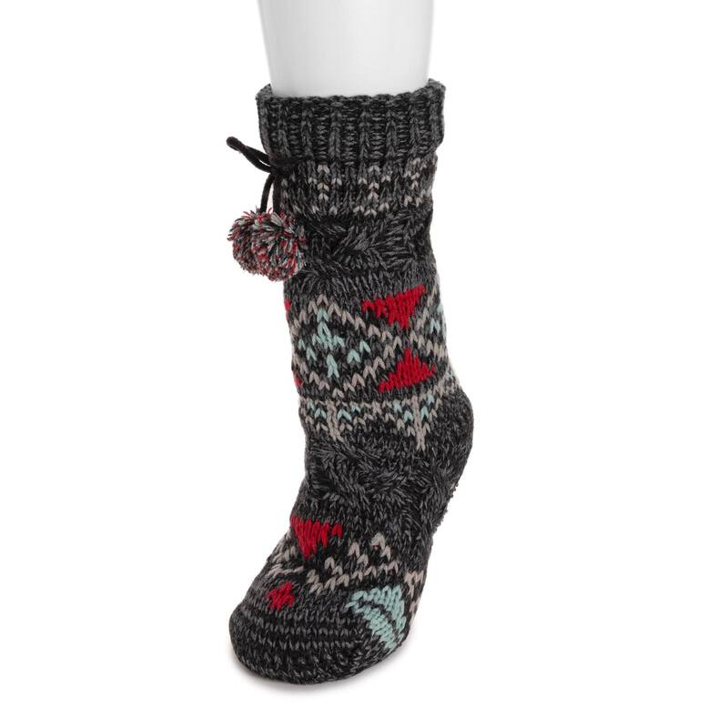 ムクルクス レディース シューズ サンダル ニット Women's MUK LUKS Cable Knit Cabin Socks Black ブラック