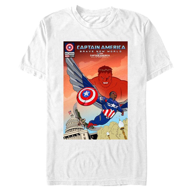 マーベル メンズ トップス Tシャツ トール キャップ グラフィック Big & Tall Marvel Captain America Brave Neworld Red Hulk Watchingraphic Tee White ホワイト