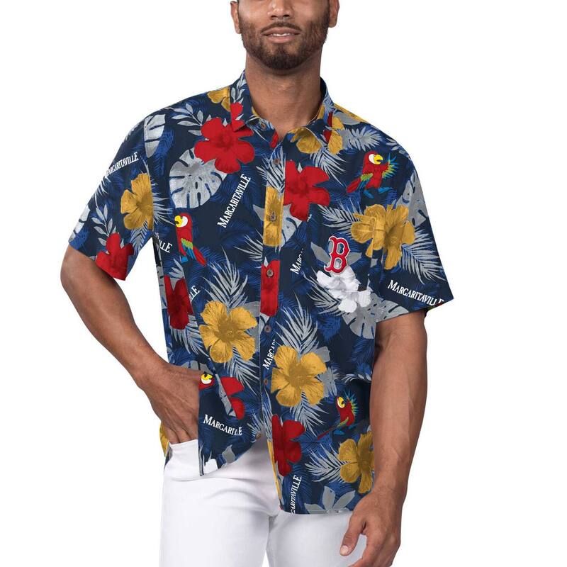 マルガリータビル メンズ トップス Tシャツ フラワー柄 フラワー Men's Margaritaville Navy Boston Red Sox Island Life Floral Party Button-Up Shirt Rsx Navy ネイビー