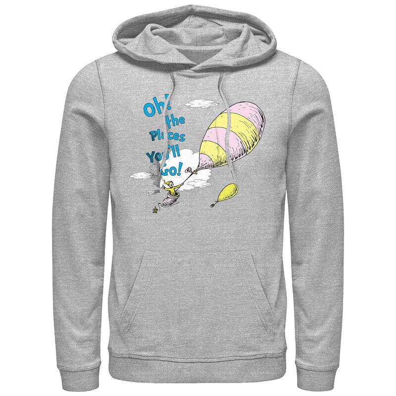 アニメ文字記号 メンズ トップス プルオーバー スピード競技 パーカー グラフィック Licensed Character Men\u0027s Dr. Seuss Oh The Places You\u0027ll Go Graphic Hoodie Athletic Heather ギョリュウモドキ