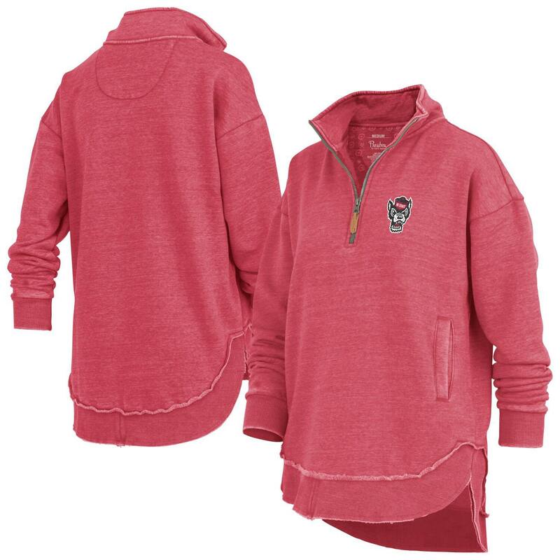 押し付けるボックス席 レディース トップス プルオーバー 汗水 Women\u0027s Pressbox Red NC State Wolfpack Northfork Sojourn Poncho Quarter-Zip Sweatshirt Nst Red 赤いこと