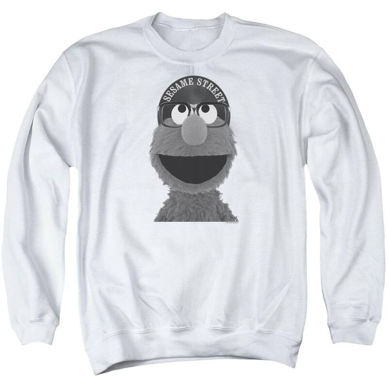 アニメキャラクター メンズ アウター ニット・セーター クルーネック スウェット シャツ Licensed Character Sesame Street Elmo Lee Adult Crewneck Sweatshirt White ホワイト