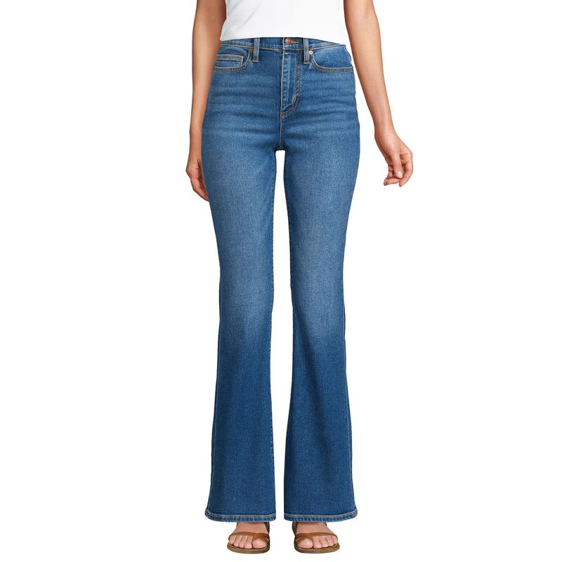 ランズエンド レディース ボトムス デニムパンツ ジーンズ Women's Lands' End Recover Denim HR Skinny Flare Jeans Indigo Tide Blue インディゴ｜ReVida 店