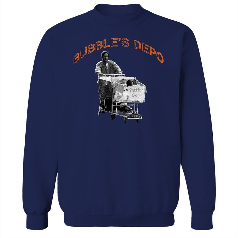 アニメ文字記号 メンズ トップス ティーシャツ 流汗 フリース グラフィック Licensed Character Men\u0027s Bubbles Depo The Wire Graphic Fleece Crew Sweatshirt Navy 米国海軍 トップス-メンズファッション