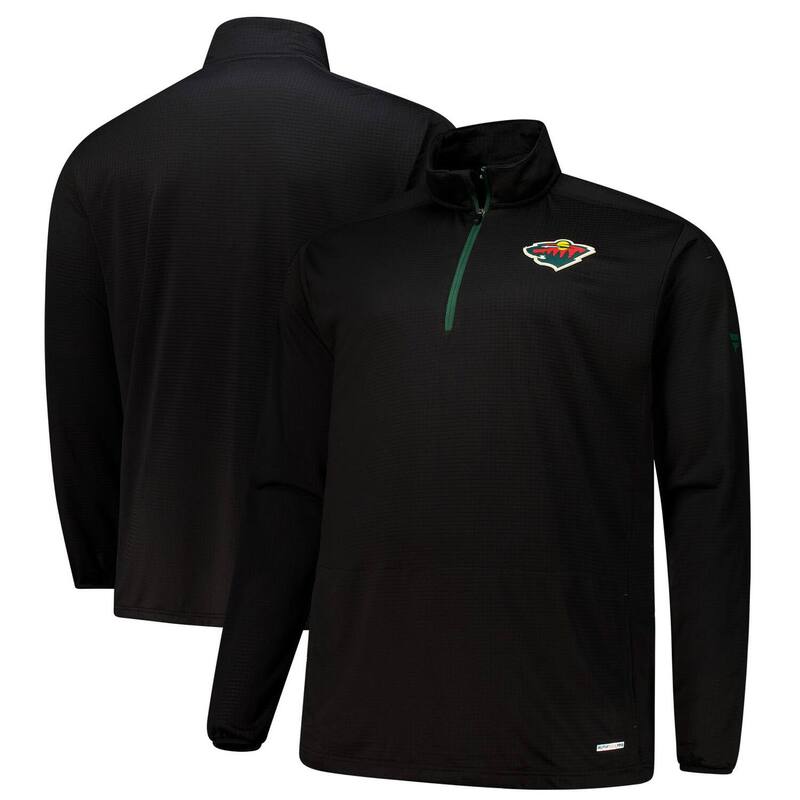 ファナティクス メンズ トップス Tシャツ トール Men's Fanatics Black Minnesota Wild Big & Tall Authentic Pro Quarter-Zipullover Wld Black ブラック