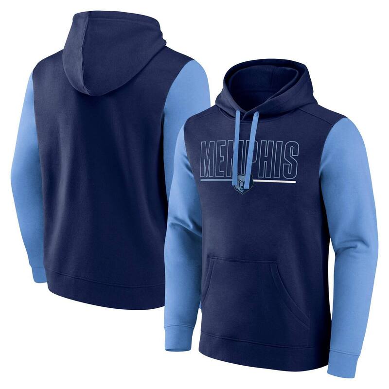 アンブランデッド メンズ トップス Tシャツ カラーブロック パーカー Unbranded Men's Navy Memphis Grizzlies Outline Colorblock Pullover Hoodie Grz Navy ネイビー