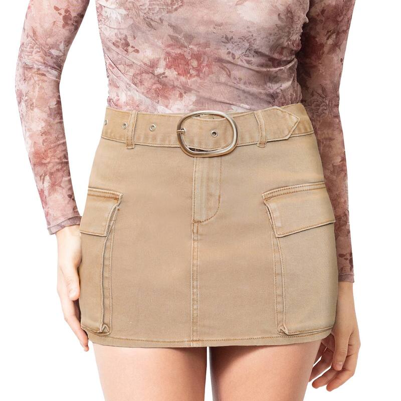 マッデンガール レディース ボトムスカート ミニ Juniors' madden girl Self Belted Mini Skirt Caramel Swirl