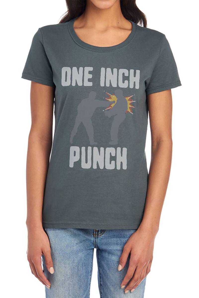 アニメキャラクター レディース トップス Tシャツ グラフィック Licensed Character Juniors' Bruce Lee One Inch Punch Graphic Tee Charcoal チャコール