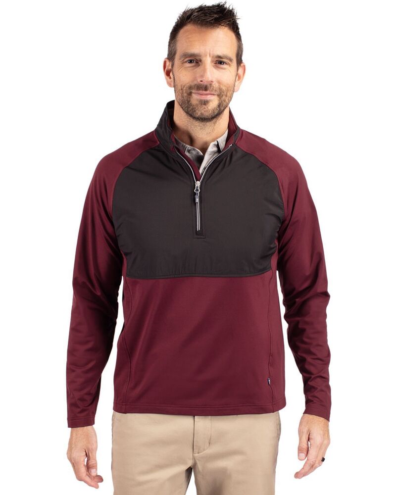 裁断師アンドうしろ側 メンズ アウター 上衣・上衣 ハーフジップ 編み物 Cutter \u0026 Buck Adapt Knit Hybrid Recycled Mens Quarter Zip Bordeaux Black 黒いこと