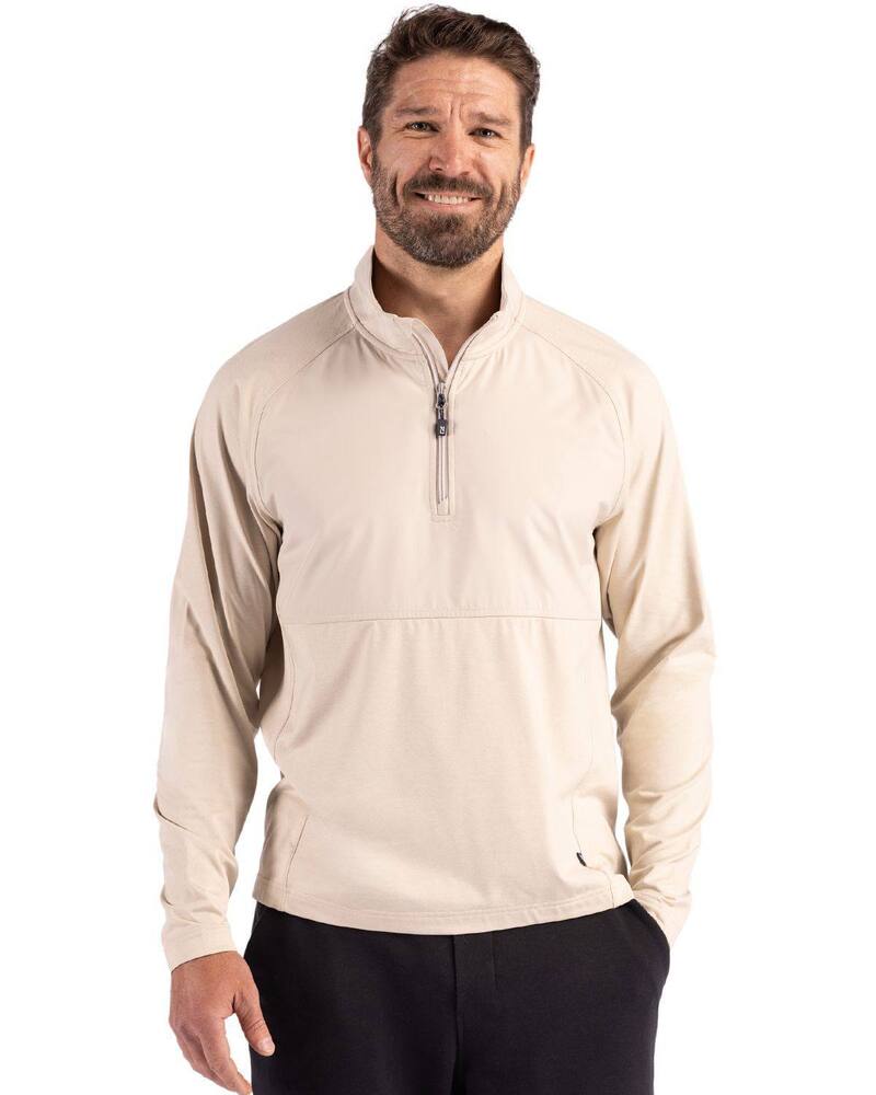 カッターアンドバック メンズ アウター ジャケット・ブルゾン ハーフジップ ニット Cutter \u0026 Buck Adapt Knit Hybrid Recycled Mens Quarter Zip Wheather ヘザー