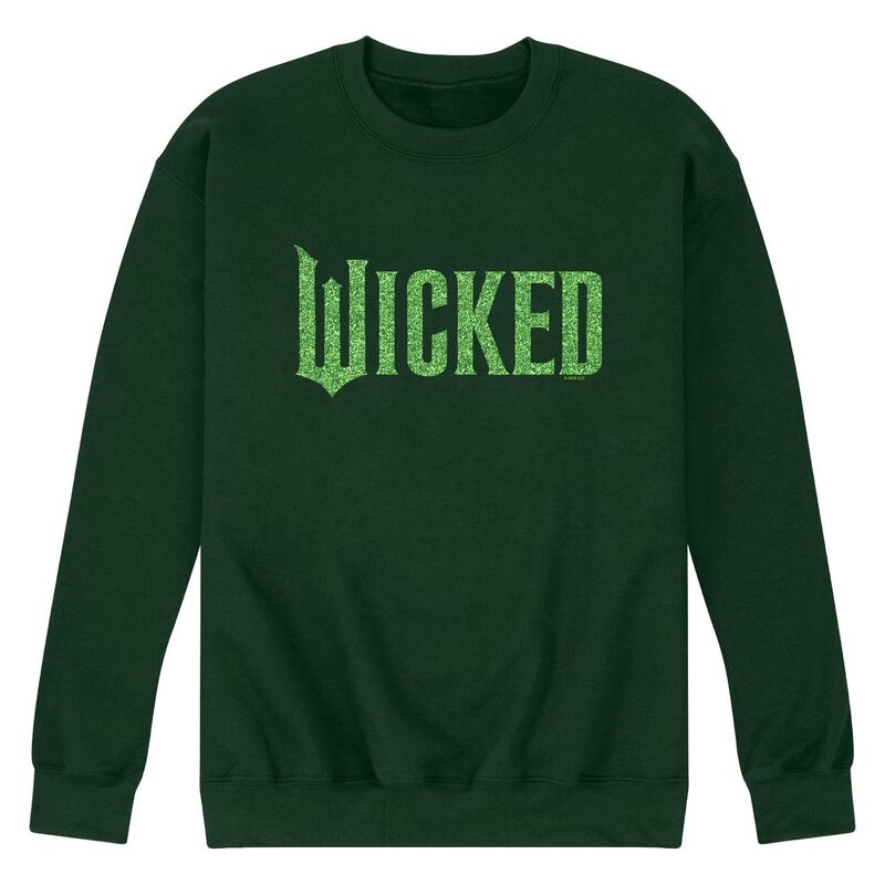 アニメ文字記号 メンズ トップス ティーシャツ 流汗 ロゴタイプ フリース Licensed Character Men\u0027s Wicked Green Glitter Logo Fleece Sweatshirt Forest Green 緑であること トップス-Tシャツ・カットソー-メンズファッション