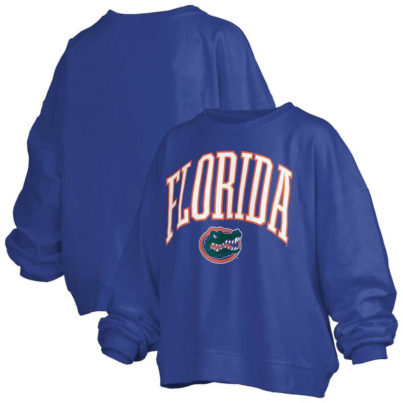 押し付けるボックス席 レディース トップス プルオーバー 流汗 ロゴタイプ Women\u0027s Pressbox Royal Florida Gators Janise Arch Over Logo Waist Length Oversized Pullover Sweatshirt Fld Blue 青み
