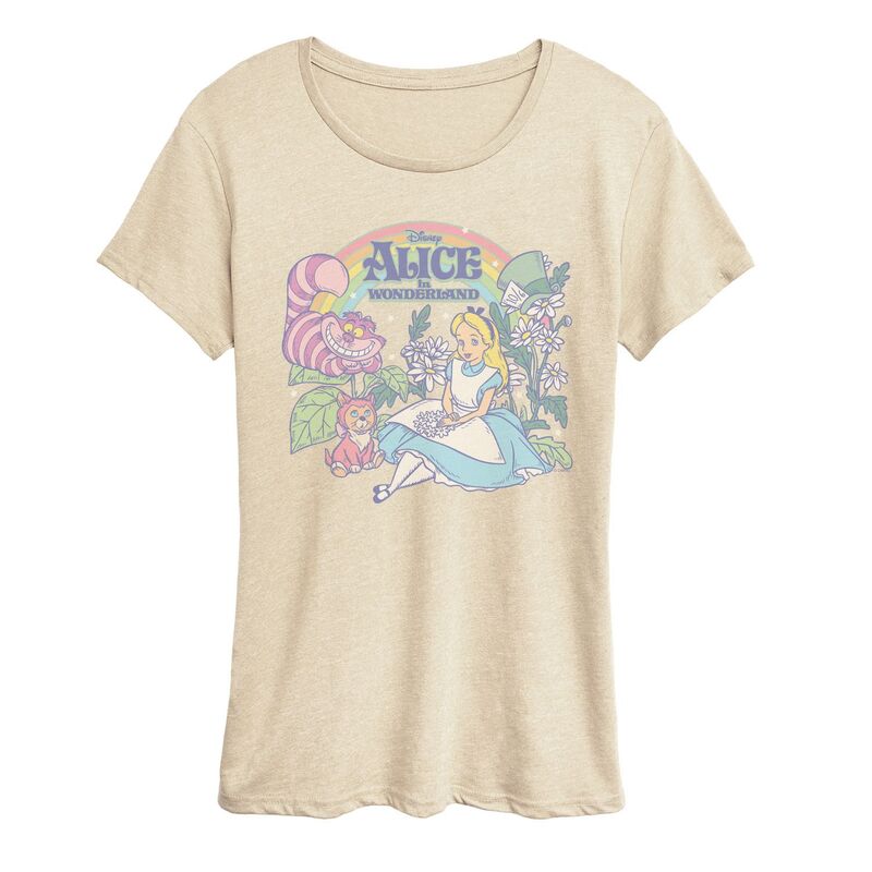 ディズニー レディース トップス Tシャツ グラフィック Women's Disney's Alice In Wonderlandistressed Graphic Tee Beige ベージュ