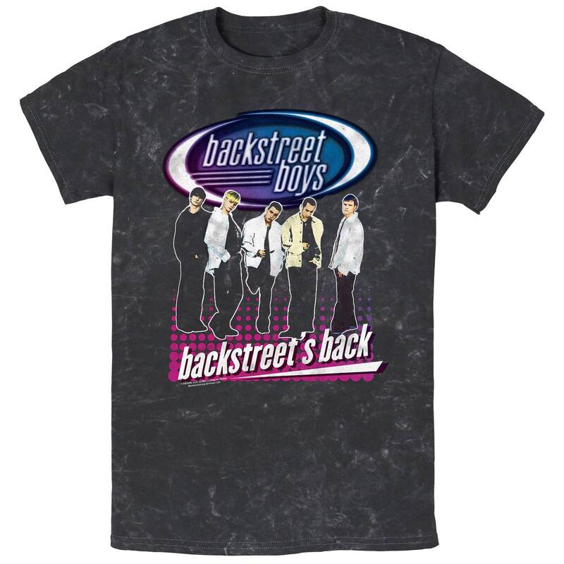 アニメキャラクター メンズ トップス Tシャツ グラフィック Licensed Character Men Backstreet Boys Backstreet Back Mineral Wash Graphic Tee Black ブラック