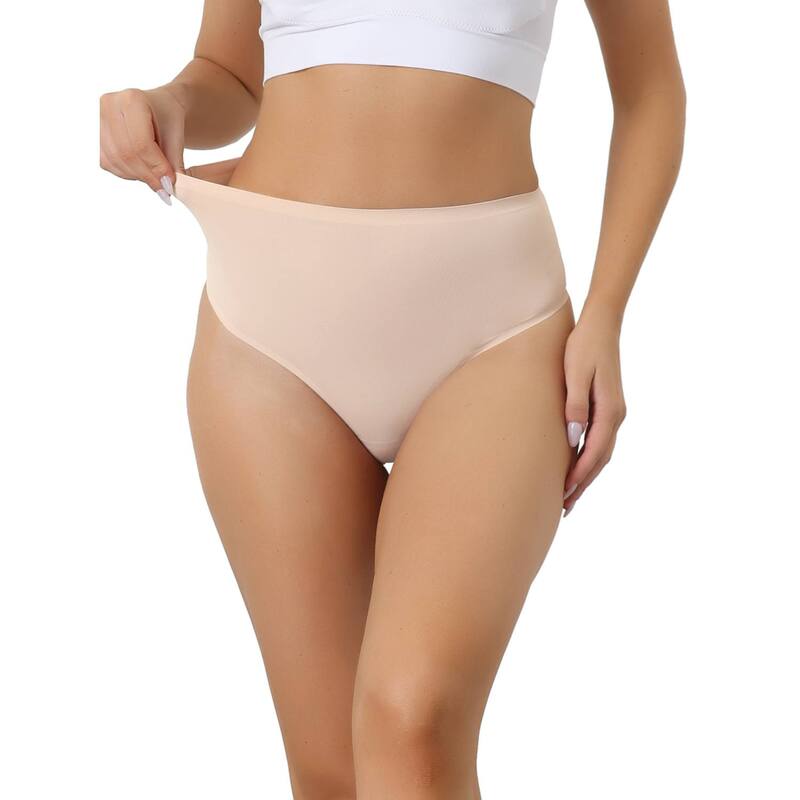 アレグラ ケー レディース アンダーウェア パンツ ALLEGRA K Women's Hign Waist G-String Thongs Tummy Control Stretch Panties T-back Undepants Beige ベージュ