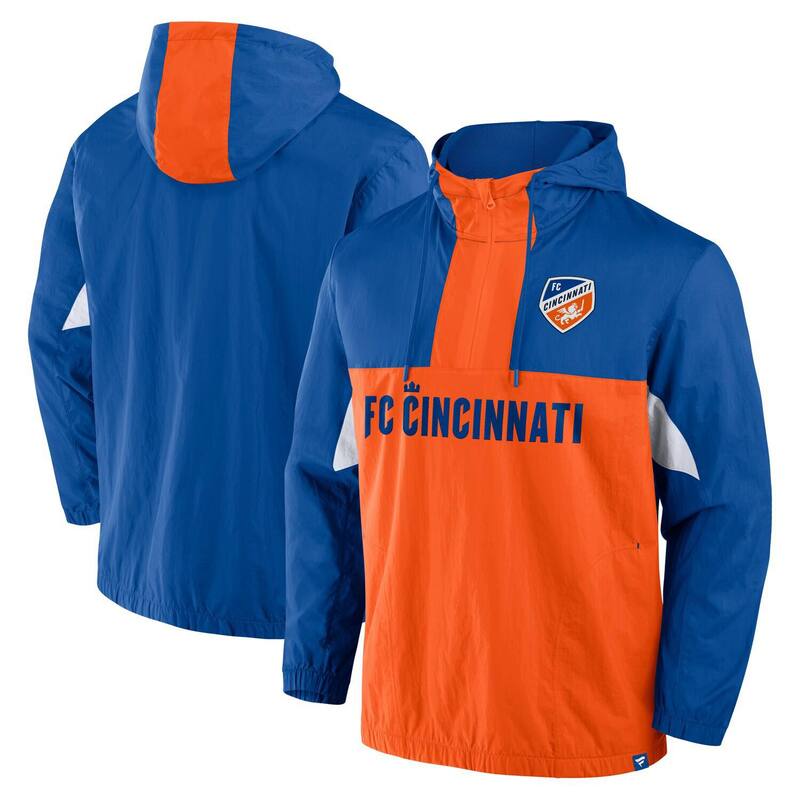 ファナティクス メンズ トップス Tシャツ パーカー ジャケット Men's Fanatics Royal FCincinnati Free Kick Woven Quarter-Zip Hoodie Jacket Fcc Blue ブルー