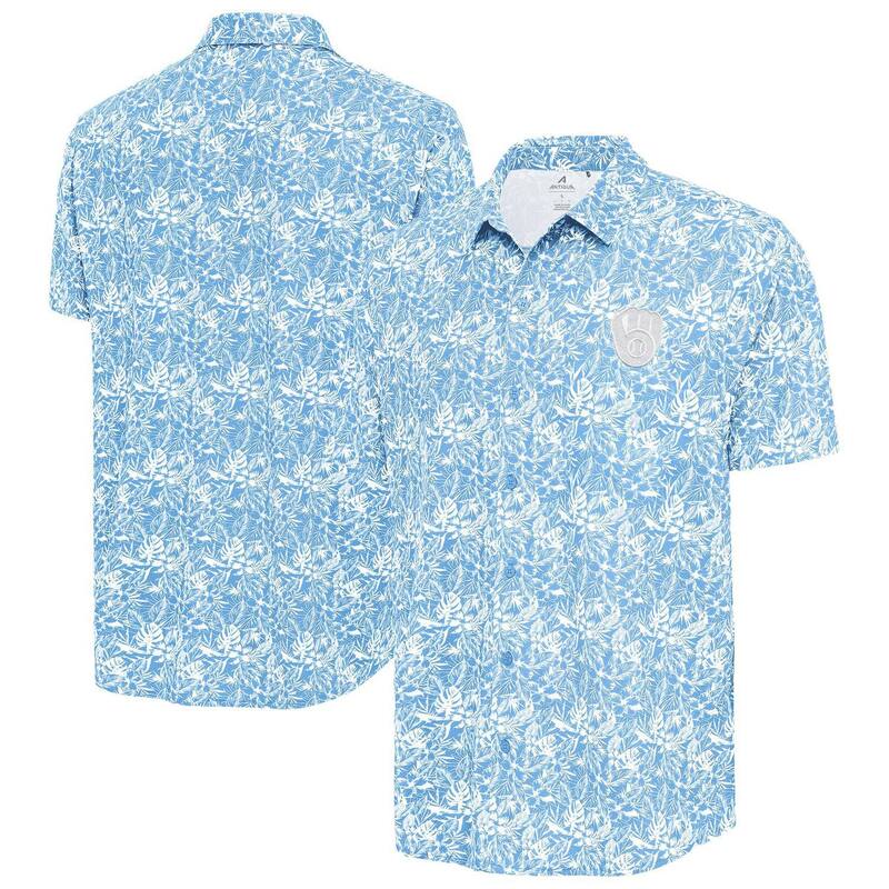 アンティグア メンズ トップス Tシャツ Men's Antigua Powder Blue Milwaukee Brewers Resort Button-Up Shirt Brw Light ブルー