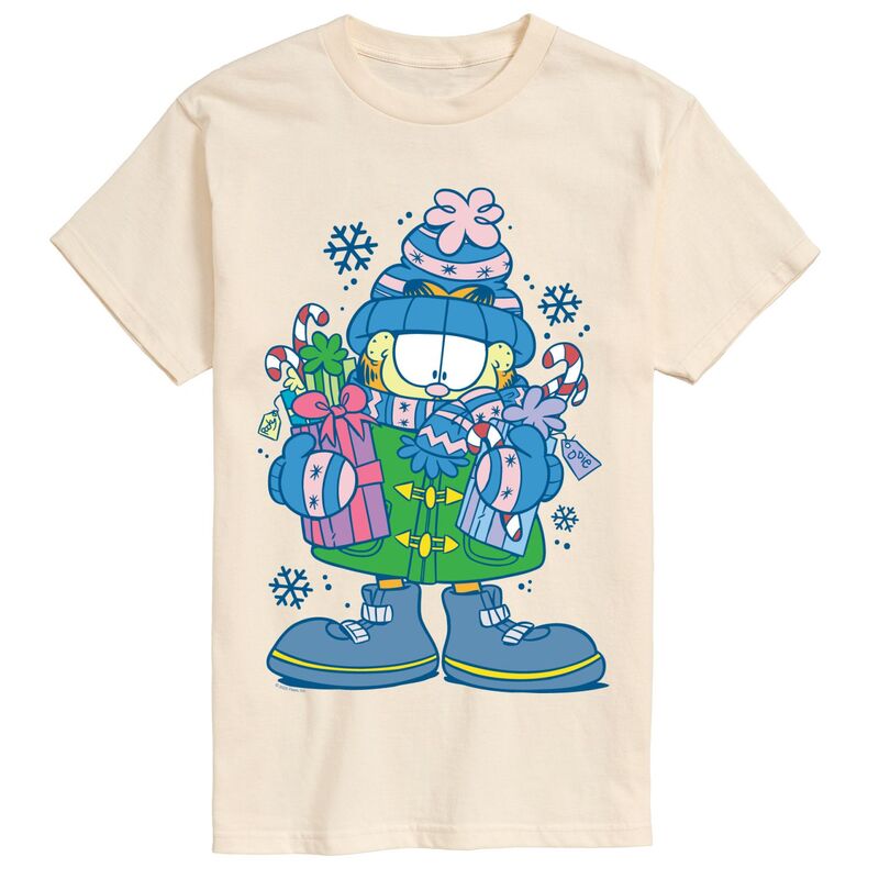 アニメキャラクター メンズ トップス Tシャツ トール グラフィック Licensed Character Big & Tall Garfield Holiday Shoppingraphic Tee Cream クリーム