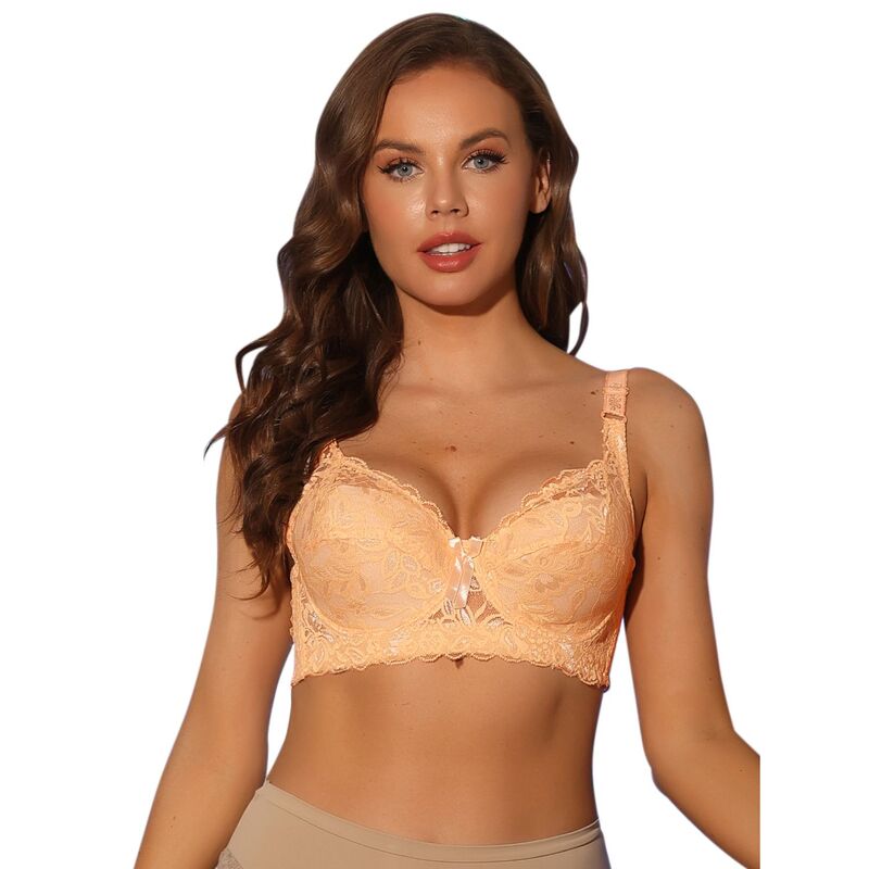 アレグラ ケー レディース アンダー御召しもの ブラ スピード競技 ALLEGRA K Women\u0027s Underwired Lace Adjustable Straps Push-up 3/4 Cup Bra Beige ベージュ
