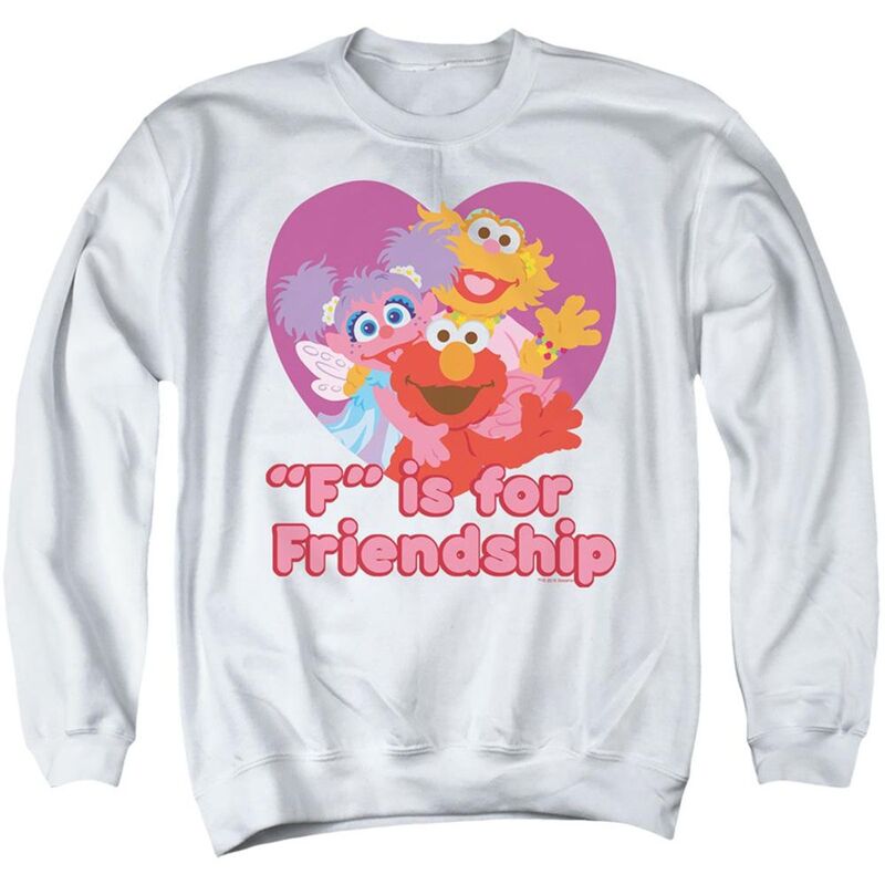 アニメキャラクター メンズ アウター ニット・セーター クルーネック スウェット シャツ Licensed Character Sesame Street Friendship Adult Crewneck Sweatshirt White ホワイト