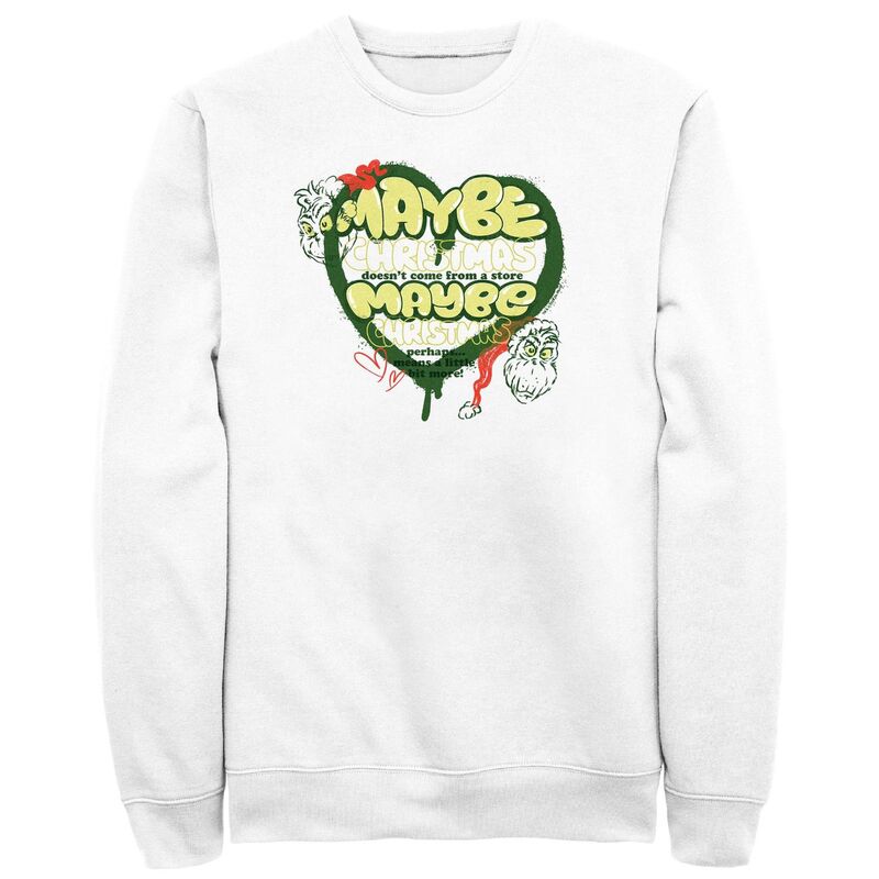 アニメ文字記号 メンズ トップス ティーシャツ トール フリース グラフィック Licensed Character Big \u0026 Tall Dr. Seuss Grinch Maybe Graphic Fleece White 白いこと トップス-Tシャツ・カットソー-メンズファッション