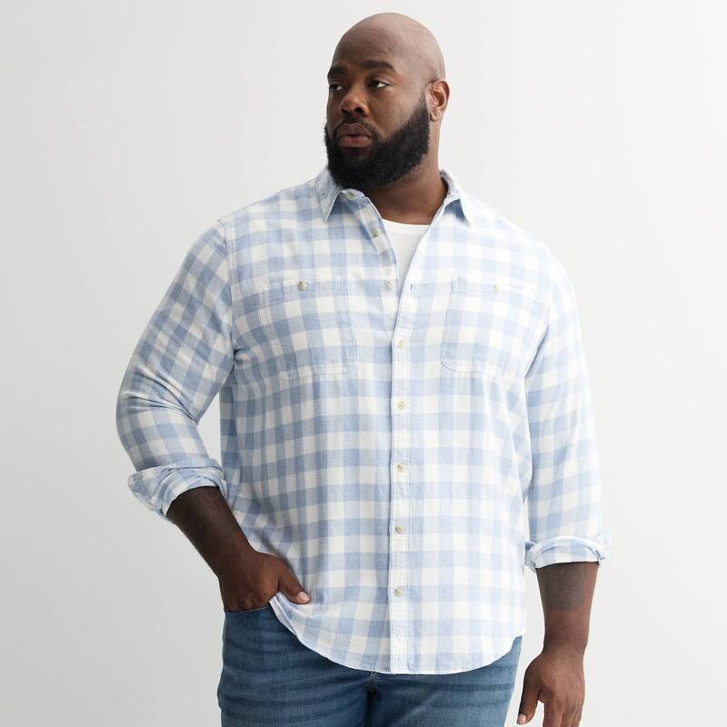 ソノマ メンズ トップス Tシャツ トール Big & Tall Sonoma Goods For Life Super Soft Long Sleeve Brushed Flannel Shirt Blue Heather Med Buff ヘザー
