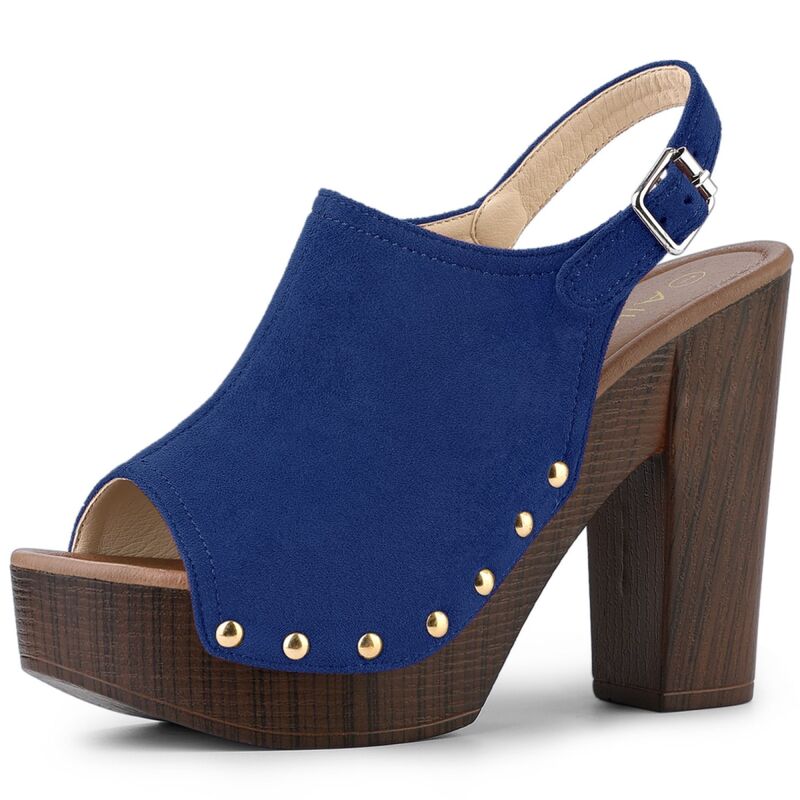 アレグラ ケー レディース シューズ サンダル プラットフォーム ヒール ALLEGRA K Women'slingback Platform Chunky Heel Sandals Dark Blue ブルー