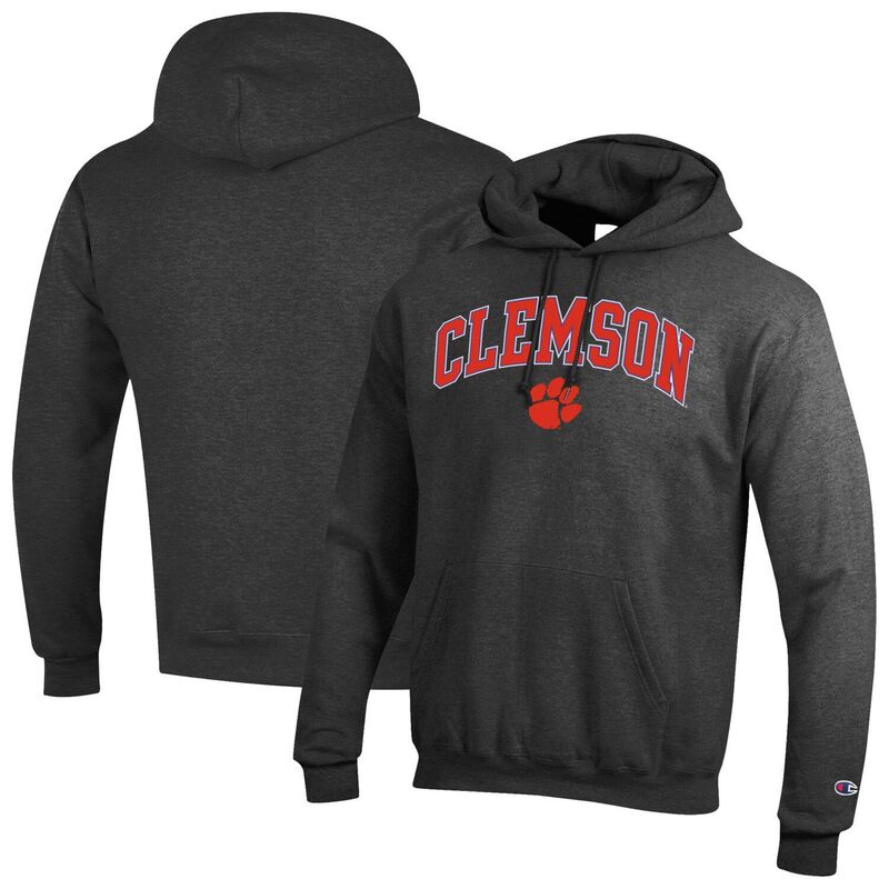 チャンピオン メンズ トップス Tシャツ ロゴ パーカー Men'sChampion Charcoal Clemson Tigers Arch Over Logo Pullover Hoodie Clm Charco チャコール｜ReVida 店