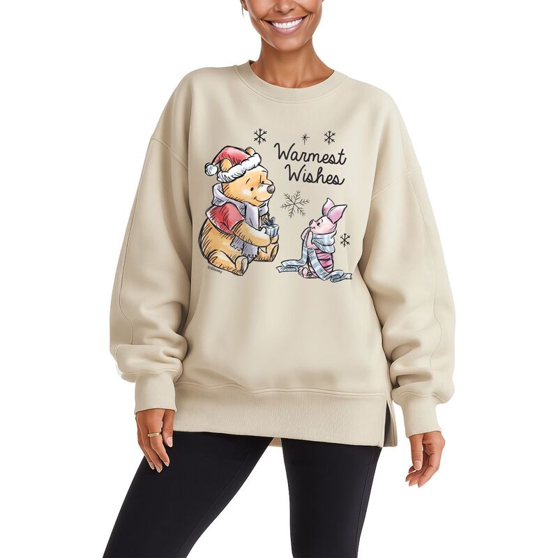 ディズニー レディース トップス Tシャツ スウェット フリース Women's Disney's Winnie The Pooh Warmest Wishes Oversized Fleece Crew Sweatshirt Cream クリーム