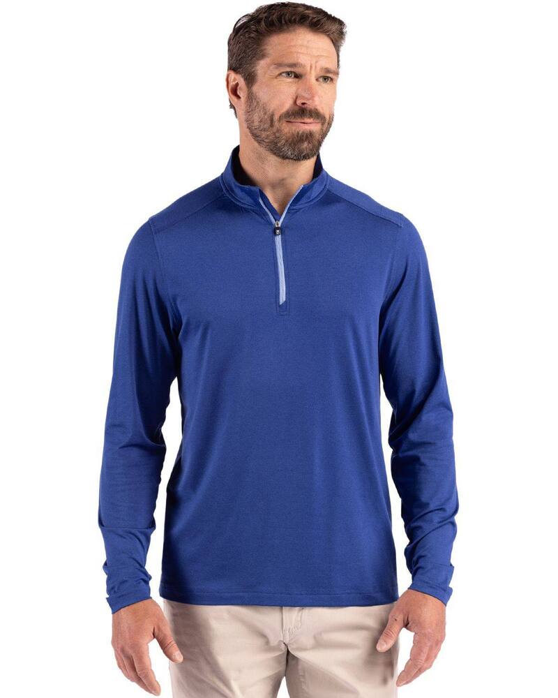 カッターアンドバック メンズ アウター ジャケット・ブルゾン ハーフジップ Cutter & Buck Coastlinepicomfort Recycled Mens Quarter Zip Tour Blue ブルー