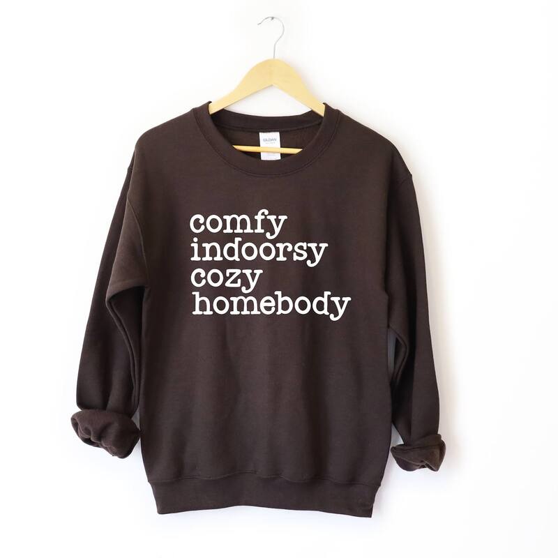 Simply Sage Market レディース トップス Tシャツ スウェット グラフィック Simply Sage Market Comfy Indoorsy Cozy Homebody - Women's Graphic Sweatshirt Chocolate チョコレート｜ReVida 店