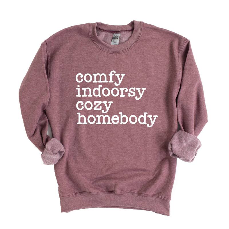 Simply Sage Market レディース トップス Tシャツ スウェット グラフィック Simply Sage Market Comfy Indoorsy Cozy Homebody - Women's Graphic Sweatshirt Heather Maroon ヘザー