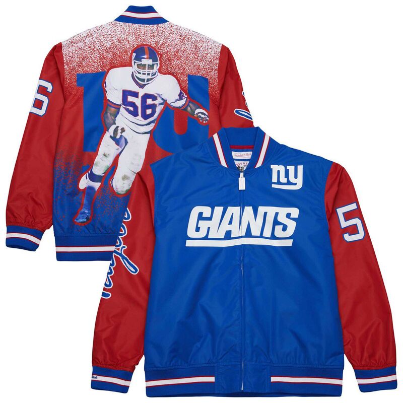 ミッチェル&ネス メンズ アウター ジャケット・ブルゾン サテン グラフィック Men's Mitchell & Ness Lawrence Tayloroyal New York Giants Retired Player Graphic Full-Zip Satin Jacket Gia Blue ブルー