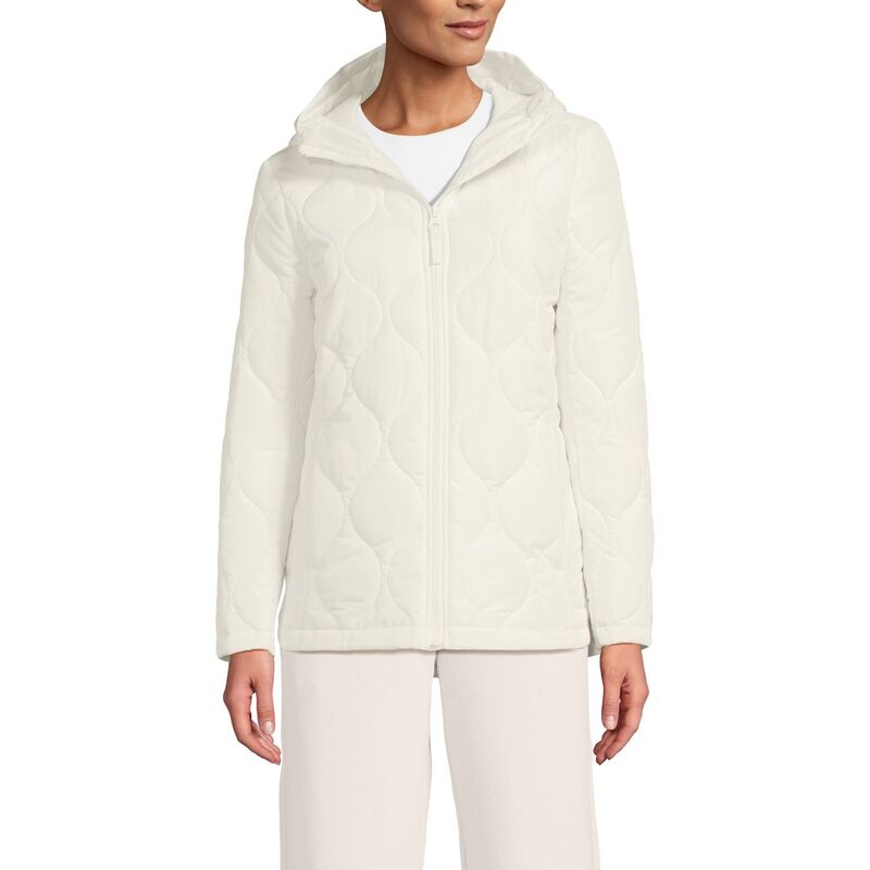 ランズエンド レディース アウター ジャケット・ブルゾン プチ キルティング Petite Lands' End FeatherFree Onion Quilted Insulated Jacket Ivory アイボリー