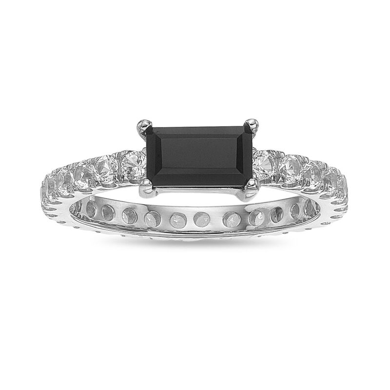 Gemminded レディース アクセサリー リング Gemminded Sterling Silver Onyx and Lab-Created White Sapphire Ring Sterling ホワイト｜ReVida 店