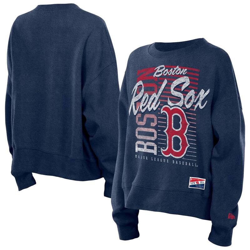 ニューエラ レディース トップス Tシャツ スウェット クロップド Women's New Era Navy Boston Red Sox Boxy Mineral Wash Dolmen Sleeve Cropped Sweatshirt Rsx Navy ネイビー