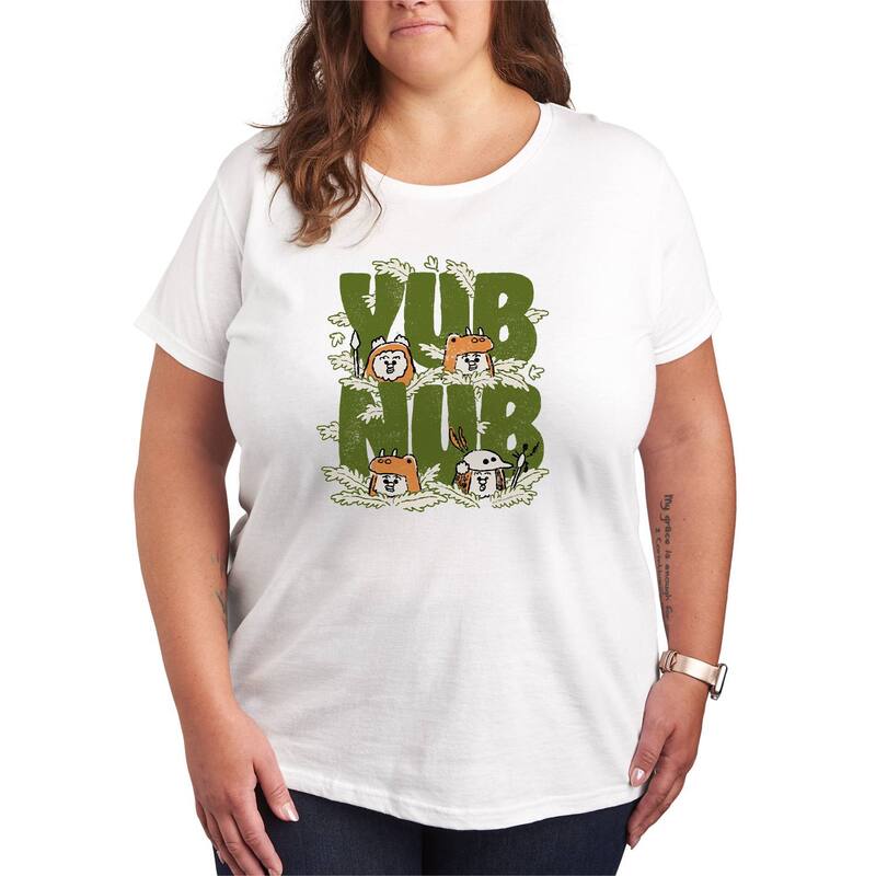 スター ウォーズ レディース トップス Tシャツ プラスサイズ グラフィック Plusize Star Wars Ewok Yub Nub Graphic Tee White ホワイト