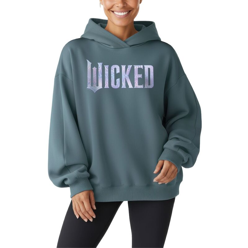 アニメキャラクター レディース トップス Tシャツ スウェット ロゴ フリース パーカー Licensed Character Women's Wicked For Good Logo Butterfly Sparkle Oversized Fleece Hoodie Sweatshirt Flint Blue ブルー|ReVida 店
