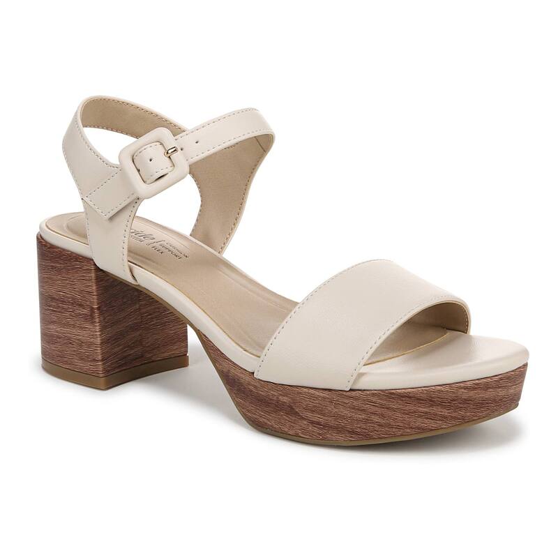 ライフストライド レディース シューズ パンプス プラットフォーム サンダル LifeStride Rhythmn Women's Platform Strappy Sandal Cream Beige クリーム｜ReVida 店