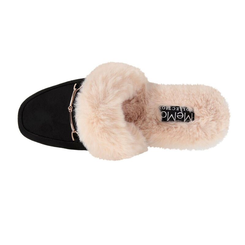 メモイ レディース シューズ サンダル ローファー MeMoi Women's The Brixton Mule Faux-Fur Lined Loafer Slippers Black ブラック
