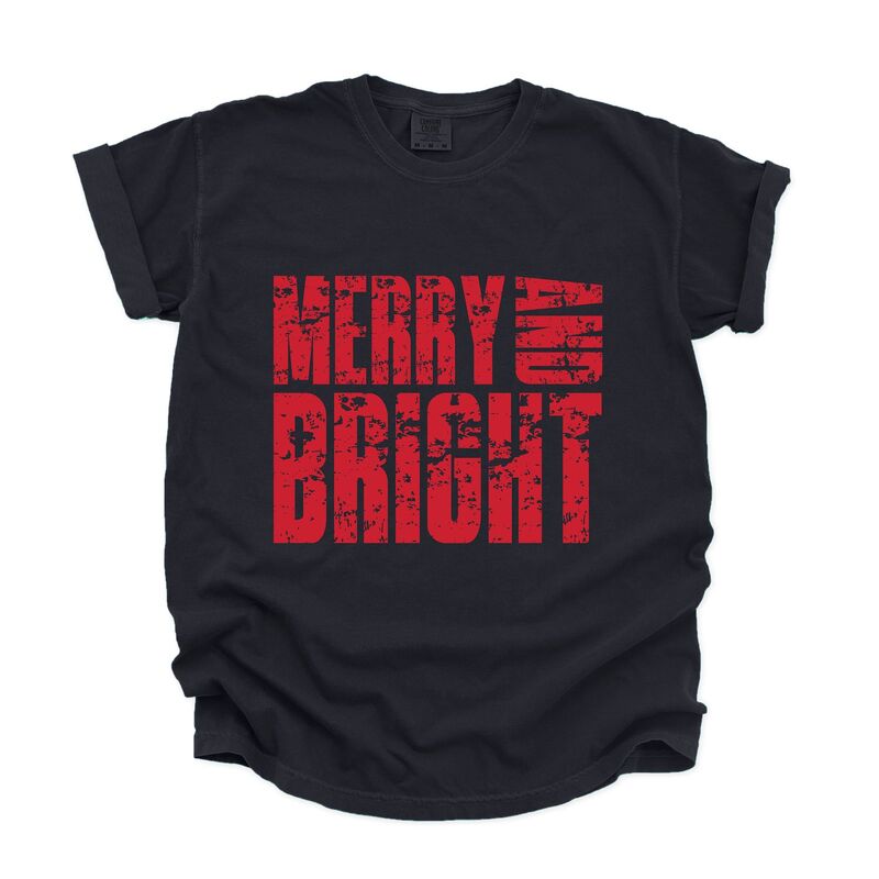 Simply Sage Market レディース トップス ティーシャツ グラフィック Simply Sage Market Merry and Bright Block Distressed - Women\u0027s Garment Dyed Graphic T-Shirt Black 黒いこと レディースファッション-トップス