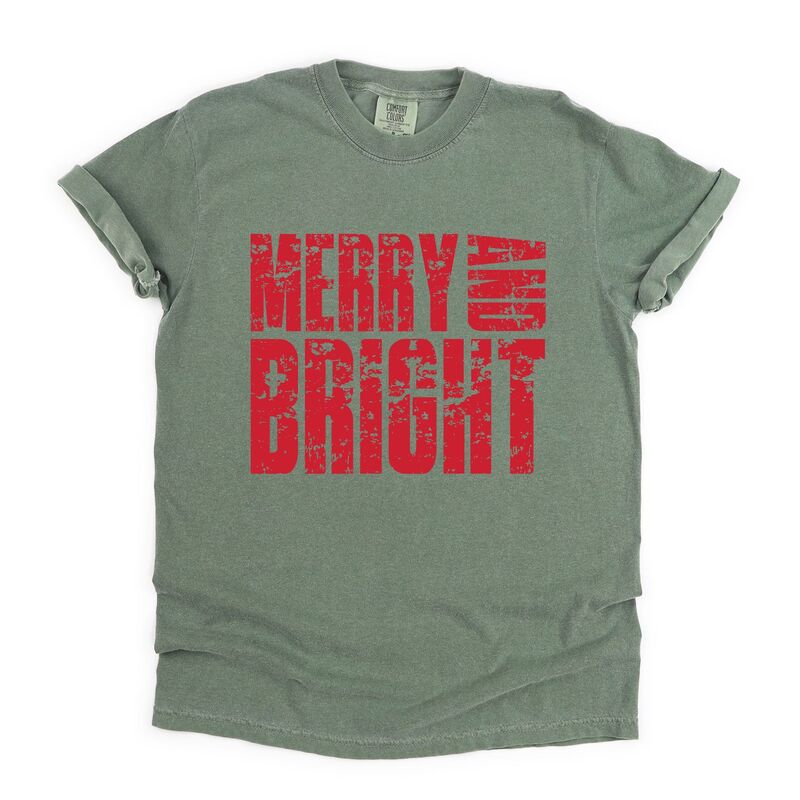 Simply Sage Market レディース トップス ティーシャツ グラフィック Simply Sage Market Merry and Bright Block Distressed - Women\u0027s Garment Dyed Graphic T-Shirt Moss レディースファッション-トップス